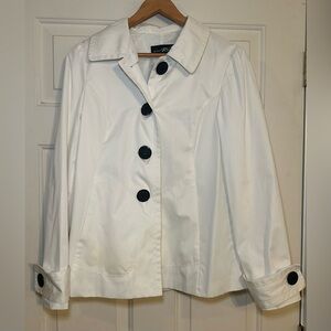 Black Rivet Raincoat Jacket Women Size‎ M Button Down White Fall Winter Coat.